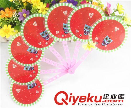枕頭 涼席 扇子 夏季新款收縮嬰幼兒童扇子批發(fā) 七葉折扇夏日清涼扇卡通印花塑料原始圖片2