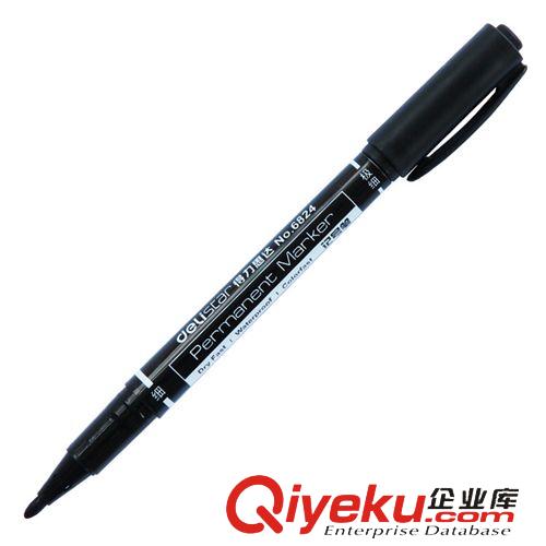 書寫工具 zp 得力6824記號筆 雙頭油性記號筆 辦公專用勾線筆 馬克筆三色原始圖片3
