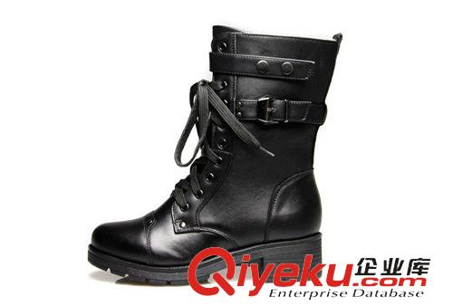 羊毛皮靴 3515強(qiáng)人羊毛女軍靴2014冬新款馬丁靴平底zp中筒靴雪地靴原始圖片2