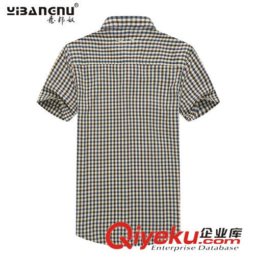 男式襯衫 2233意邦奴YBN35042男士格子襯衫新款短袖襯衣薄款男裝潮一件代發原始圖片2