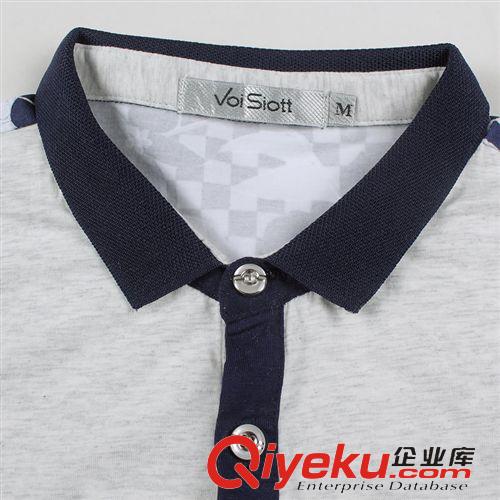 男式POLO 2143夏季男式短袖POLO衫修身男士半袖翻領T恤男裝青年韓版純色拼V
