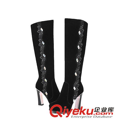 店長(zhǎng)推薦 2015秋季新款優(yōu)雅塑形高跟長(zhǎng)筒靴歐美時(shí)尚氣質(zhì)女靴水鉆磨砂騎士靴原始圖片2