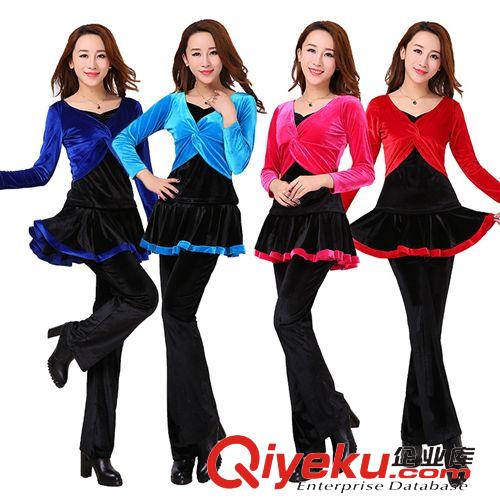 舞蹈服 廣場舞服裝新款套裝 牛奶絲繡花大擺裙舞蹈服G-106