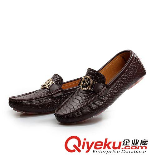 休閑男鞋 2014CK壓花皮豆豆鞋男 青春潮流真皮休閑鞋骷髏頭潮男懶人鞋套腳原始圖片2
