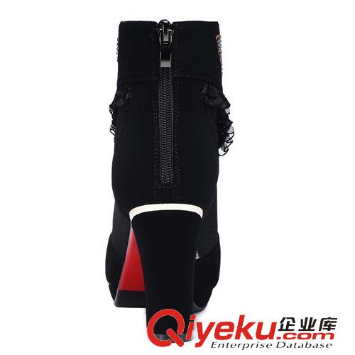 網(wǎng)紗鞋 百年紀念 1017 魚嘴網(wǎng)紗女鞋 水鉆高跟鞋 粗跟女鞋子原始圖片3