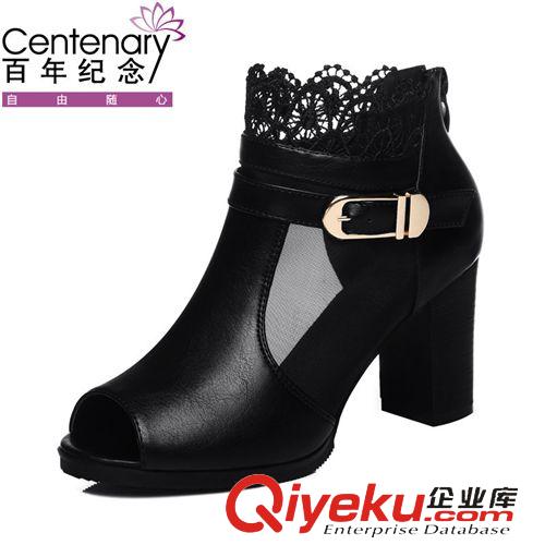網(wǎng)紗鞋 百年紀念 1003 魚嘴網(wǎng)紗女鞋 蕾絲高跟鞋 粗跟女鞋子原始圖片2
