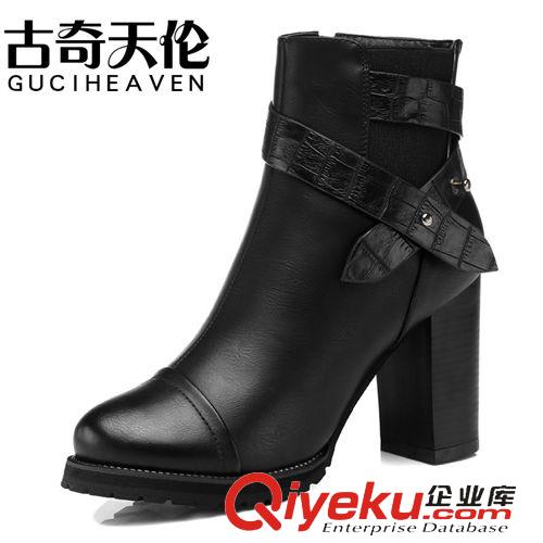 古奇天倫女鞋 古奇天倫 8070 粗跟女靴 皮帶扣短靴 高跟鞋 女鞋原始圖片3