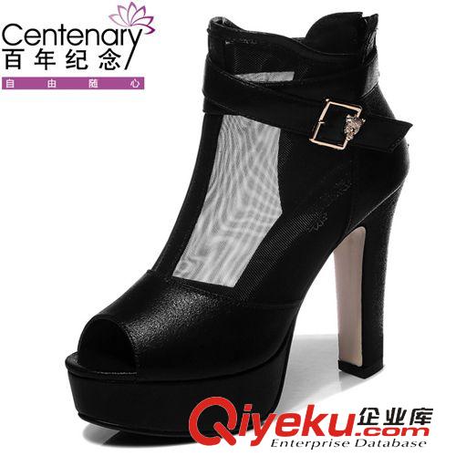 網(wǎng)紗鞋 百年紀念 1035 魚嘴網(wǎng)紗女鞋 防水臺女鞋 細跟高跟女鞋子原始圖片3