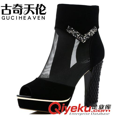 網(wǎng)紗鞋 古奇天倫 7907 網(wǎng)紗鞋 魚嘴涼鞋 透氣休閑鞋粗跟防水臺女鞋子原始圖片3