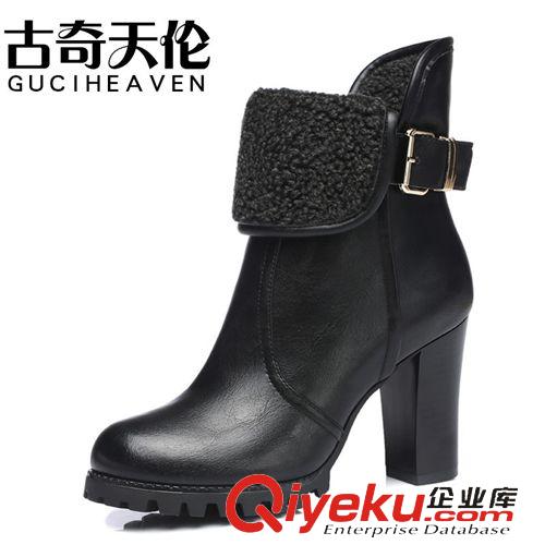 古奇天倫女鞋 古奇天倫 8059 粗跟短靴 休閑女靴 皮帶扣保暖女棉鞋子