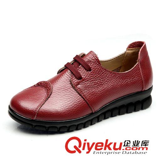 其他zp女鞋 zp休閑皮鞋新款單鞋女牛皮平底鞋系帶牛筋底駕車鞋媽媽鞋原始圖片2