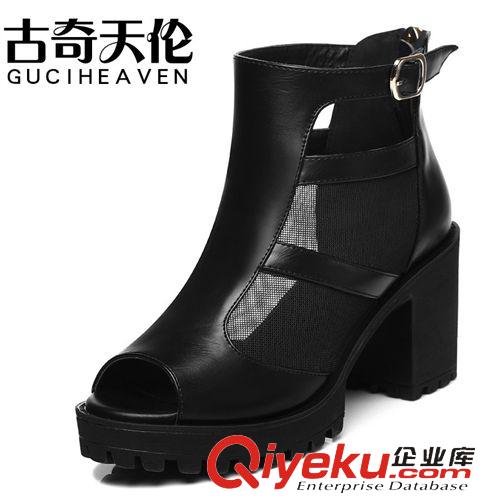 4月中旬上新 古奇天倫 8177 魚(yú)嘴厚底女鞋 網(wǎng)紗高跟鞋 粗跟女鞋子原始圖片2