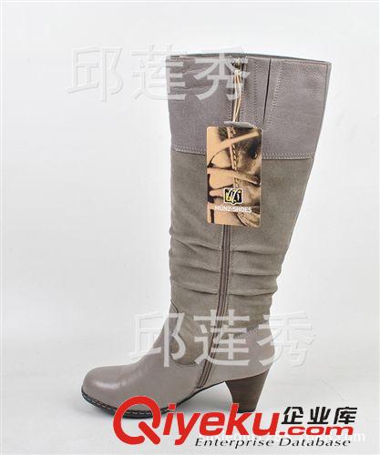 靴子 新款外貿(mào)原單女鞋  全牛皮面 保暖毛里 高跟長靴原始圖片2