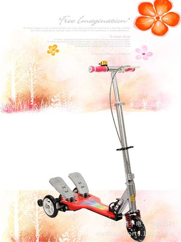 滑板車 tjzp兒童雙踏板滑板車 折疊三輪自助動力滑板車原始圖片2