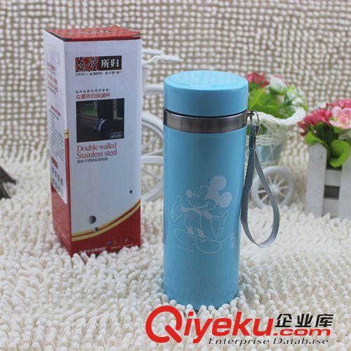杯子專區(qū) 廠家直銷 9.9元貨源 不銹鋼保溫杯 卡通彩色吊帶保溫杯 可印logo原始圖片2
