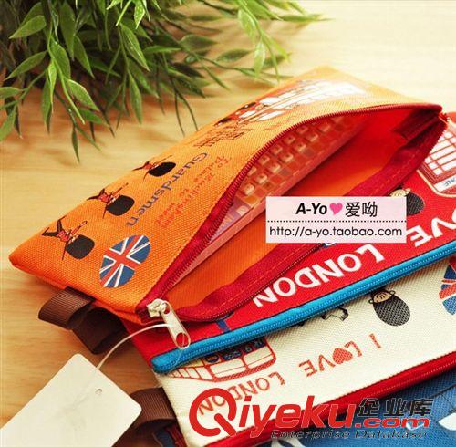 布藝包類(lèi) 韓國(guó)文具 飛越倫敦牛津布拉鏈袋卡通筆袋 文具盒學(xué)生用品原始圖片3