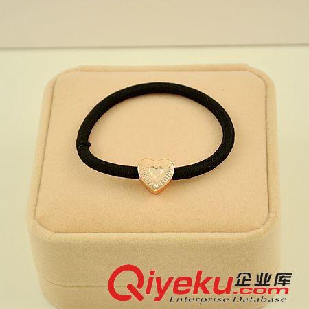 飾品 韓國流行皮筋發飾 單色黑繩發繩 高彈力金屬發圈原始圖片3