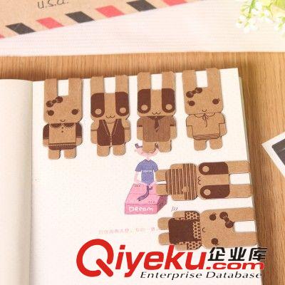 韓版文具 韓國小兔情侶系列書簽 懷舊卡通牛皮紙磁性書簽原始圖片2