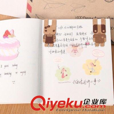 韓版文具 韓國小兔情侶系列書簽 懷舊卡通牛皮紙磁性書簽原始圖片3