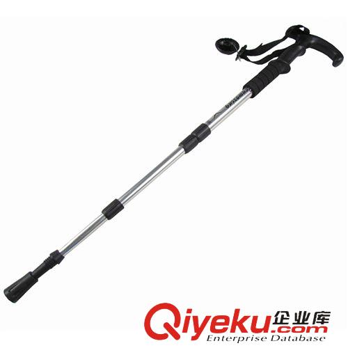 其他戶外用品 批發 帶led燈+指南針登山杖 4節收縮登山杖  鋁合金材質登山手杖