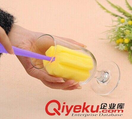家務(wù)清潔用具 295-A18糖果色去污除垢海綿清潔刷 花瓣型長柄輕松杯刷28原始圖片3