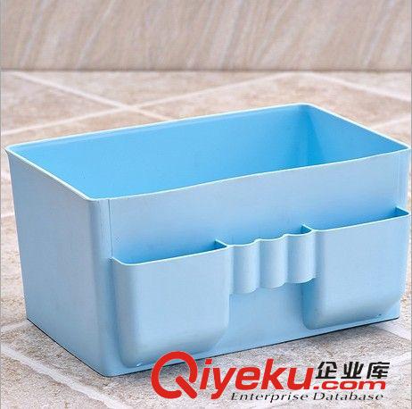 巧妙收納 大容量桌面收納盒  清新純色塑料化妝品收納盒  桌面收納必備142g原始圖片3
