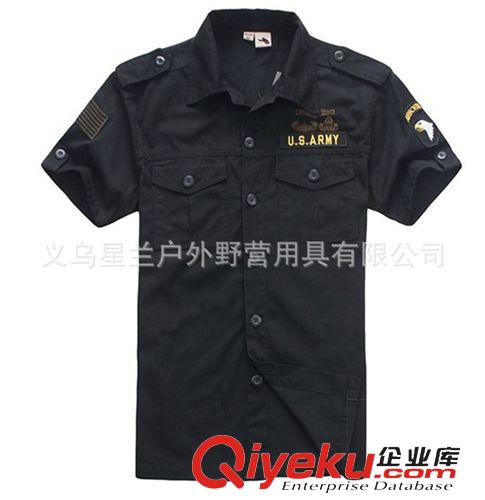戶外休閑襯衫T恤 尖峰縱隊(duì)?wèi)敉廛娒苑?美軍101空降師襯衫夏季男純棉短袖兩用襯衣原始圖片2