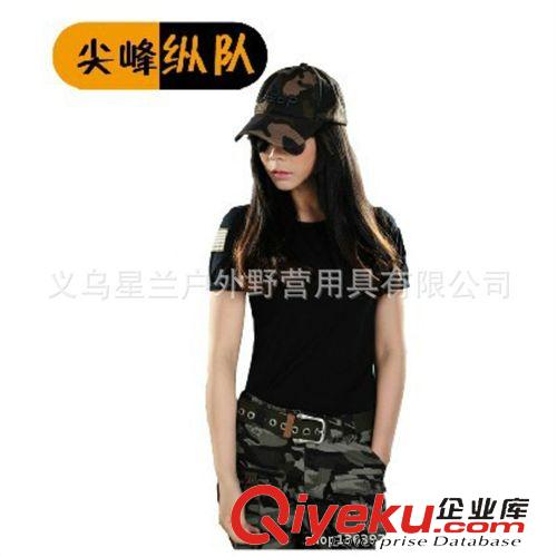 戶外休閑襯衫T恤 軍迷戶外女裝夏季短袖女T恤 軍綠色純棉休閑t恤衫 街頭風(fēng)肩章裝飾原始圖片2