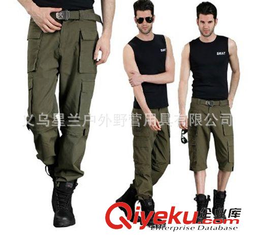 戶外休閑褲 尖峰縱隊戶外男褲軍綠色直筒休閑褲/可拆卸兩節(jié)情侶褲 多口袋褲子原始圖片2