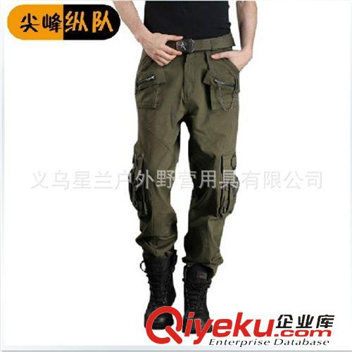 戶(hù)外休閑褲 尖峰縱隊(duì) 春秋迷彩工裝褲 軍綠色戶(hù)外休閑長(zhǎng)褲子男多兜拉鏈軍迷褲