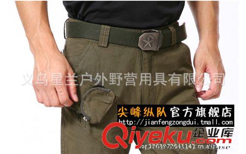 戶外休閑褲 尖峰縱隊(duì)情侶款戶外寬松休閑褲子男士長(zhǎng)褲 軍綠色多口袋褲 情侶褲