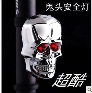 尾燈/轉向燈 新款自行車燈 骷髏鬼頭激光尾燈 自行車平行線尾燈 騎行裝備配件原始圖片2