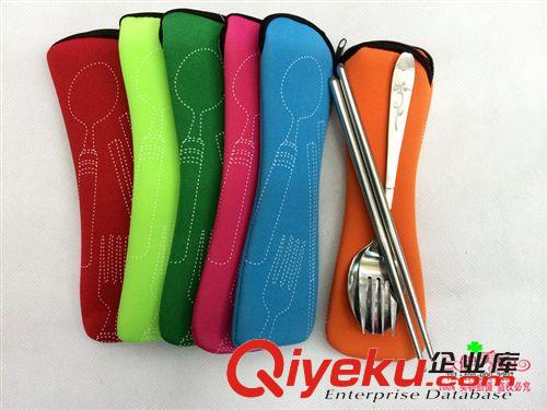 餐具 便攜餐具拉鏈帆布袋不銹鋼餐具 9.9十元店貨源 義烏精品批發原始圖片2