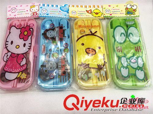 餐具 卡通盒裝便攜式餐具三件套筷勺叉套裝 套裝禮品  十元店貨源原始圖片2