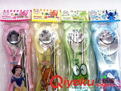 餐具 便攜不銹鋼兒童餐具 三件套筷勺叉套裝 套裝禮品  十元店貨源原始圖片3