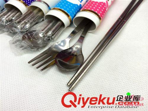 餐具 卡通不銹鋼餐具戶外野餐用品三件套桶裝十元店貨源義烏精品批發(fā)原始圖片3