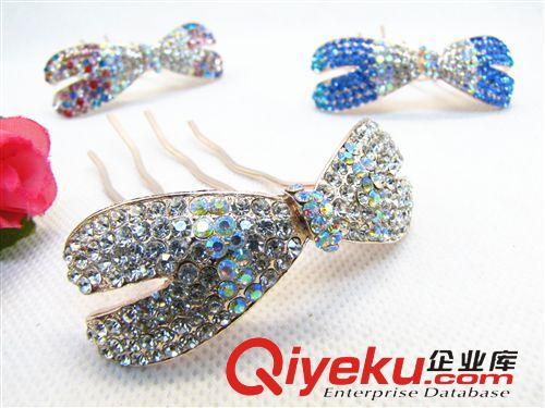飾品 韓版發飾 韓國水晶鑲鉆四齒盤發插梳  義烏精品批發原始圖片3