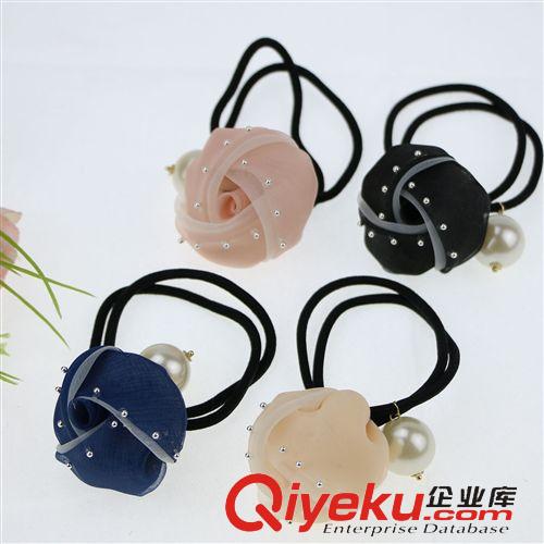 飾品 韓版甜美發圈頭花發飾頭繩玫瑰花皮筋雙股發繩義烏精美批發特賣原始圖片2