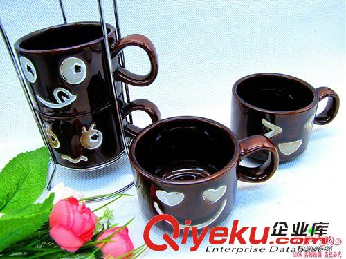 水杯 四杯套裝茶具陶瓷口杯疊疊杯 9.9十元店貨源 義烏百貨批發(fā)原始圖片3