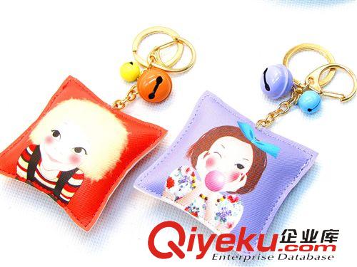 鑰匙扣 新款PU沖棉鑰匙扣小鈴鐺鑰匙圈包扣掛件十元店貨源義烏精品批發(fā)原始圖片2