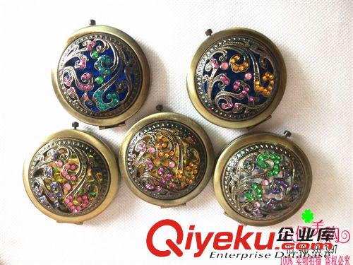 鏡子 復古古銅鏤空雙面折疊便攜金屬化妝鏡子小鏡子 9.9 十元店貨源原始圖片2