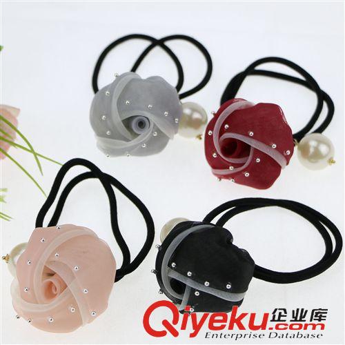 飾品類 韓版甜美皮筋發(fā)圈頭花發(fā)飾頭繩玫瑰花發(fā)繩十元義烏精品貨源批發(fā)