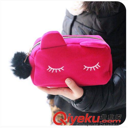 日韓文具 供應(yīng)俏皮貓咪大容量化妝包 韓國可愛手拿包女小包包零錢包90G原始圖片3