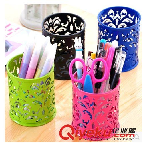 日韓文具 日韓文具創(chuàng)意鏤空網(wǎng)格花紋筆筒 韓國(guó)時(shí)尚擺件多功能收納桶
