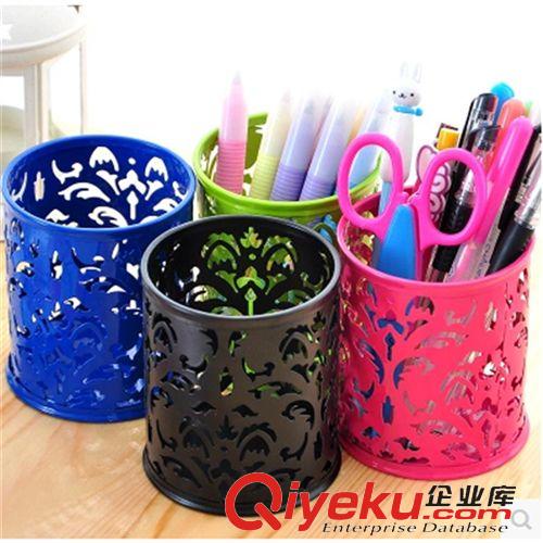 日韓文具 日韓文具創(chuàng)意鏤空網(wǎng)格花紋筆筒 韓國(guó)時(shí)尚擺件多功能收納桶原始圖片2