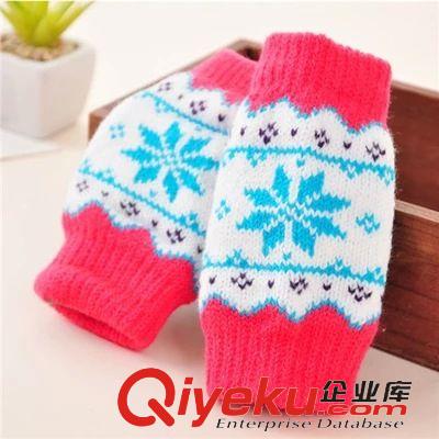 手套 韓版時(shí)尚加厚保暖冬季雪花愛心露指半指手套打字手套45g原始圖片2