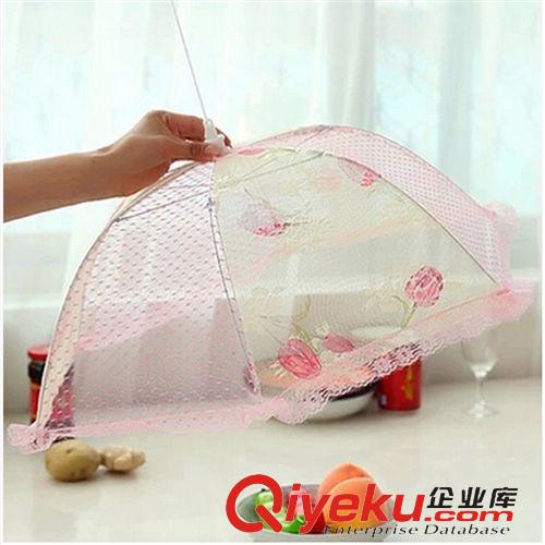 家居用品 大號韓版印花餐桌折疊菜罩 防蒼蠅餐桌罩 蕾絲圓形飯菜罩 食物罩原始圖片2