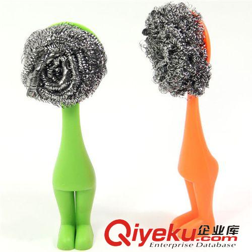 廚房用品 可立式廚房鍋刷 害羞小人鋼絲球鍋刷清潔洗鍋刷子 禾豆百貨 50g原始圖片3