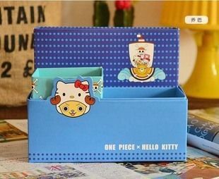 辦公用品 韓國(guó)文具 hello kitty 喬巴 桌面收納盒 紙質(zhì)整理盒 78g