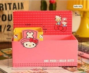 辦公用品 韓國(guó)文具 hello kitty 喬巴 桌面收納盒 紙質(zhì)整理盒 78g